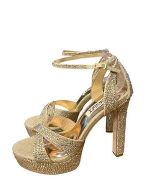Badgley Mischka Fizzy GOld Platform Heel EUC Women size 6
